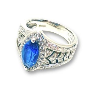 Pt900 サファイア メレダイヤ リング